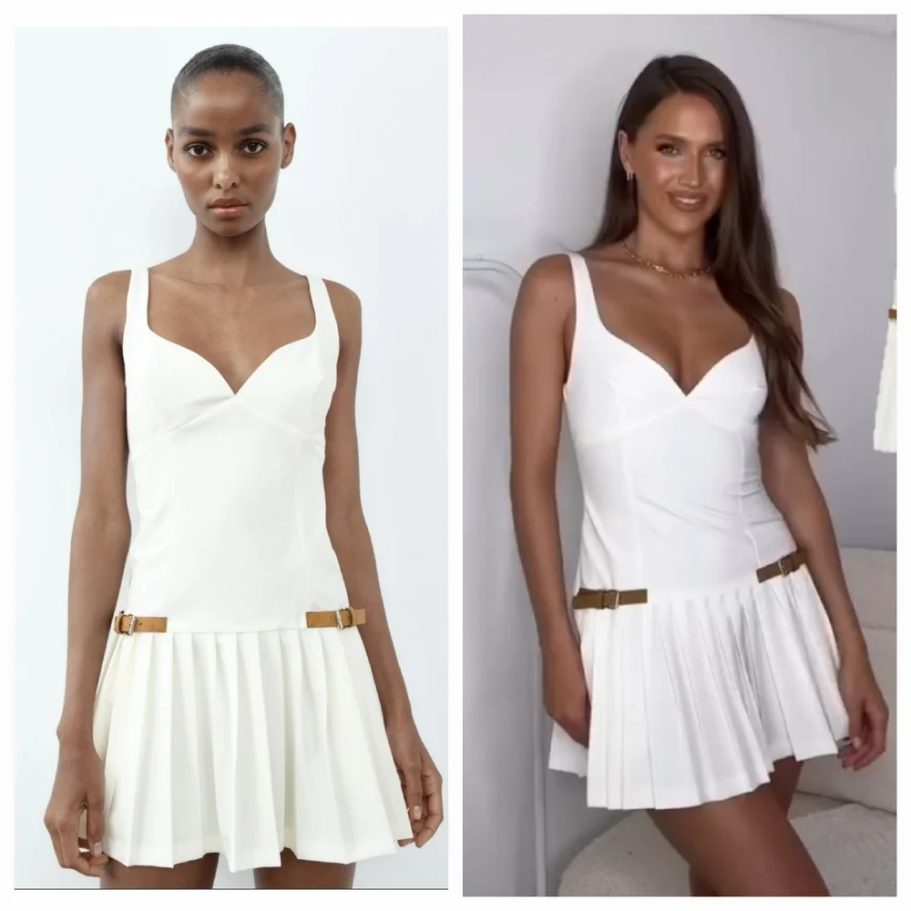 Zara Pleated  Dress White Size S and L